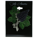 Grapes On A Vine Brooch-Pin Silver-Tone & Blue Colored #LQP539