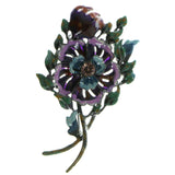 Flower Brooch Pin With Crystal Accents Silver-Tone & Multi Colored #LQP53