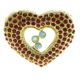 Heart Brooch-Pin With Crystal Accents Gold-Tone & Red Colored #LQP540