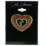 Heart Brooch-Pin With Crystal Accents Gold-Tone & Red Colored #LQP540