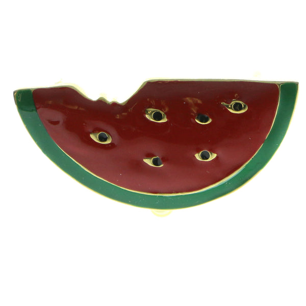 Watermelon Slice Brooch-Pin Gold-Tone & Red Colored #LQP544