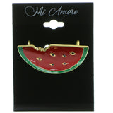 Watermelon Slice Brooch-Pin Gold-Tone & Red Colored #LQP544