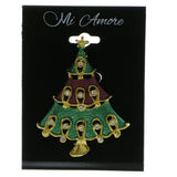 Christmas tree Brooch-Pin With Crystal Accents Gold-Tone & Green Colored #LQP548
