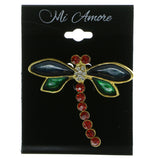 Dragonfly Brooch-Pin With Crystal Accents Gold-Tone & Multi Colored #LQP549