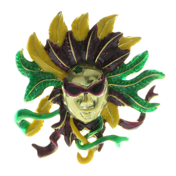 Masquerade Brooch-Pin Gold-Tone & Multi Colored #LQP552