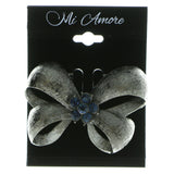 Bow Brooch-Pin With Crystal Accents Gray & Blue Colored #LQP558