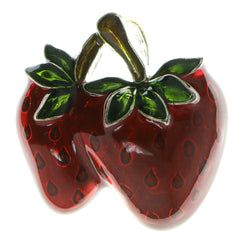 Strawberry Brooch-Pin Silver-Tone & Red Colored #LQP561