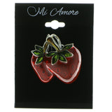 Strawberry Brooch-Pin Silver-Tone & Red Colored #LQP561