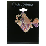 Fish Brooch-Pin Silver-Tone & Pink Colored #LQP562