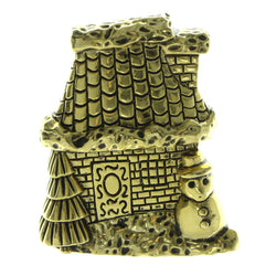 House In Winter Brooch-Pin Gold-Tone Color  #LQP563