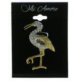 Crane Brooch-Pin With Crystal Accents  Gold-Tone Color #LQP565