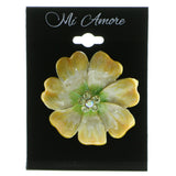 Flower Brooch-Pin With Crystal Accents Gold-Tone & Yellow Colored #LQP569