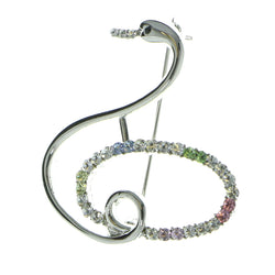 Swan Brooch-Pin With Crystal Accents Silver-Tone & Multi Colored #LQP574