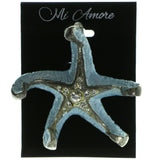 Star Fish Brooch Pin With Crystal Accents Silver-Tone & Blue Colored #LQP57