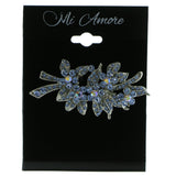 Flowers Brooch-Pin With Crystal Accents Silver-Tone & Blue Colored #LQP583