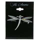Dragonfly Brooch-Pin With Crystal Accents  Silver-Tone Color #LQP585