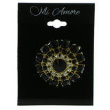 Gold-Tone & Black Colored Metal Brooch-Pin With Crystal Accents #LQP587