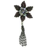 Flower Brooch Pin With Crystal Accents Gold-Tone & Red Colored #LQP58
