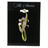 Flowers Brooch-Pin With Crystal Accents  Gold-Tone Color #LQP594