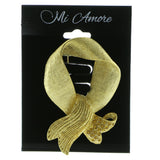 Ribbon Brooch-Pin With Crystal Accents Gold-Tone & Yellow Colored #LQP595