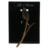 Tulip Brooch-Pin With Crystal Accents Brown & Black Colored #LQP598