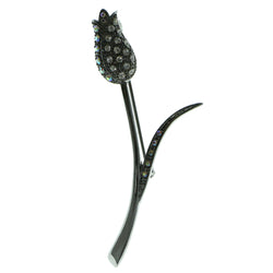 Tulip AB Finish Brooch-Pin  With Crystal Accents Gray Color #LQP599