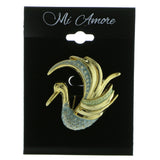 Swan Brooch-Pin Gold-Tone & Blue Colored #LQP603