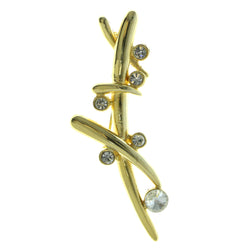 Gold-Tone Metal Brooch-Pin With Crystal Accents #LQP606