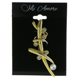 Gold-Tone Metal Brooch-Pin With Crystal Accents #LQP606