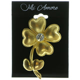 Flower Brooch Pin With Crystal Accents  Gold-Tone Color #LQP60