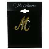 Initial M Brooch-Pin  With Crystal Accents Gold-Tone Color #LQP610