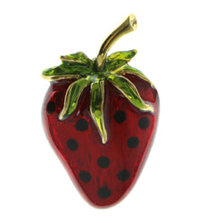 Strawberry Brooch-Pin Gold-Tone & Red Colored #LQP612