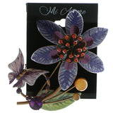 Flower Butterfly Brooch-Pin With Crystal Accents Brown & Purple Colored #LQP613