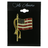 American Flag Patriotic Brooch-Pin Gold-Tone & Multi Colored #LQP622