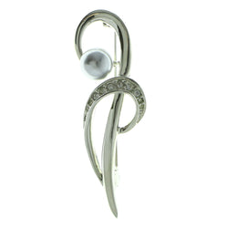 Silver-Tone Metal Brooch-Pin With Crystal Accents #LQP625