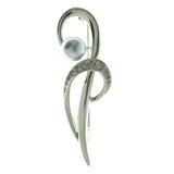 Silver-Tone Metal Brooch-Pin With Crystal Accents #LQP625