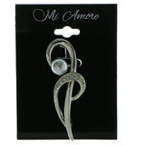 Silver-Tone Metal Brooch-Pin With Crystal Accents #LQP625