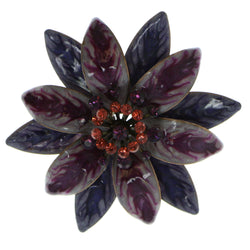 Flower Brooch-Pin With Crystal Accents Brown & Pink Colored #LQP635