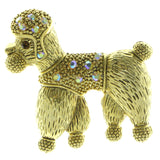 AB Finish Poodle Brooch-Pin With Crystal Accents Gold-Tone & Multi Colored #LQP639