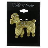 AB Finish Poodle Brooch-Pin With Crystal Accents Gold-Tone & Multi Colored #LQP639
