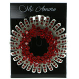 Silver-Tone & Red Colored Metal Brooch-Pin With Crystal Accents #LQP642