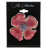 Flower Brooch-Pin Silver-Tone & Pink Colored #LQP644