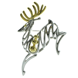 Deer Brooch-Pin Silver-Tone & Gold-Tone Colored #LQP648