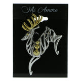 Deer Brooch-Pin Silver-Tone & Gold-Tone Colored #LQP648
