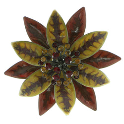 Flower Brooch-Pin With Crystal Accents Gray & Yellow Colored #LQP649