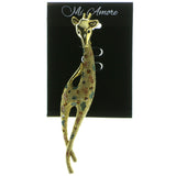 Giraffe Brooch Pin With Crystal Accents Gold-Tone & Multi Colored #LQP65