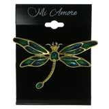 Dragonfly Brooch-Pin Gold-Tone & Green Colored #LQP663