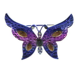 Butterfly Brooch-Pin With Crystal Accents Purple & Pink Colored #LQP664