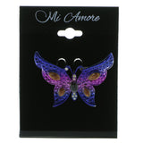 Butterfly Brooch-Pin With Crystal Accents Purple & Pink Colored #LQP664