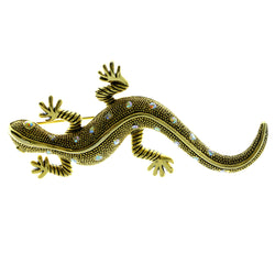 Lizard AB Finish Brooch-Pin With Crystal Accents Gold-Tone & Multi Colored #LQP666